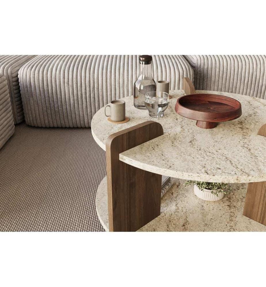 Table basse, travertin, noyer, 100 % MELAMINE COATED CHIPBOARD