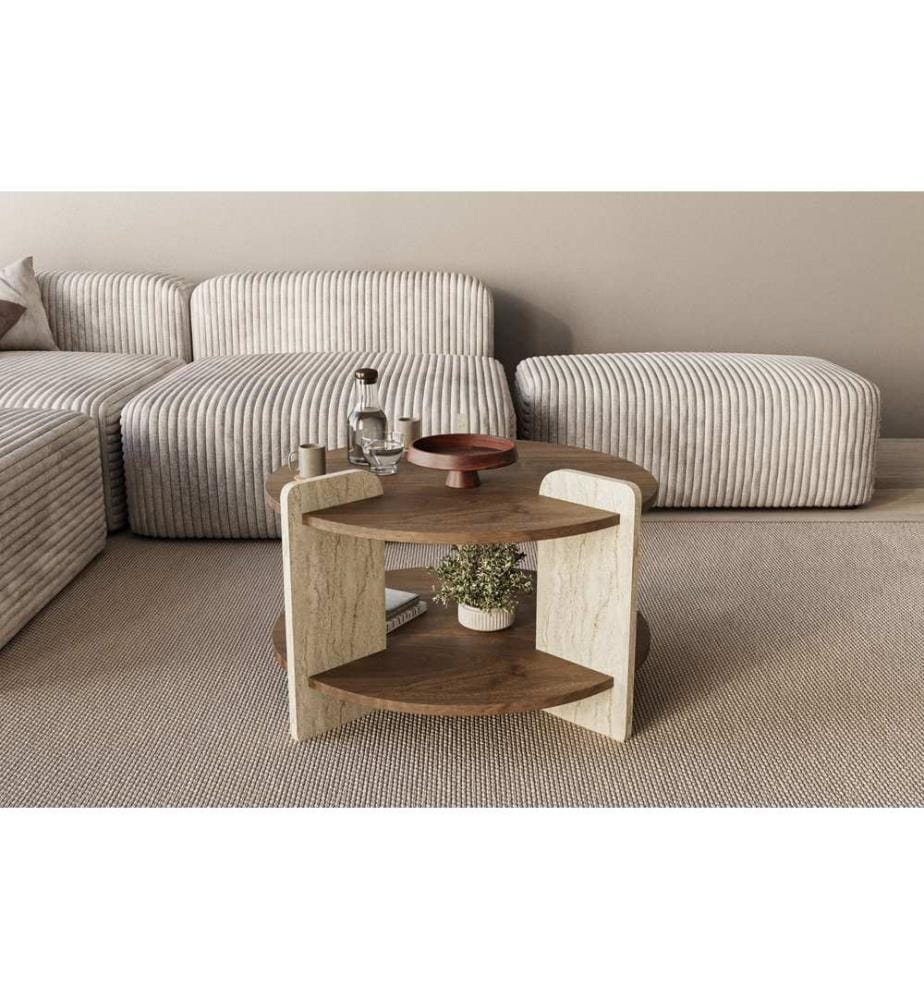 Table basse, noyer, travertin, 100 % MELAMINE COATED CHIPBOARD