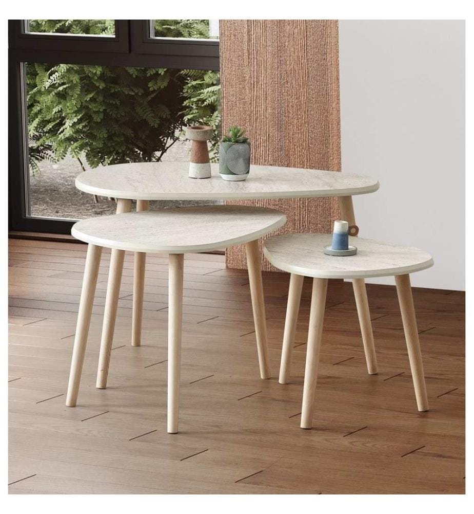 Couchtisch-Set, Travertin, 100 % MDF