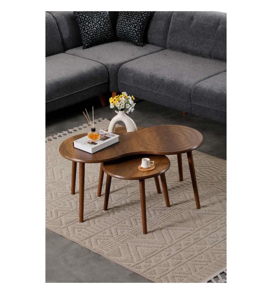 Ensemble de table basse, noyer, 100 % MDF