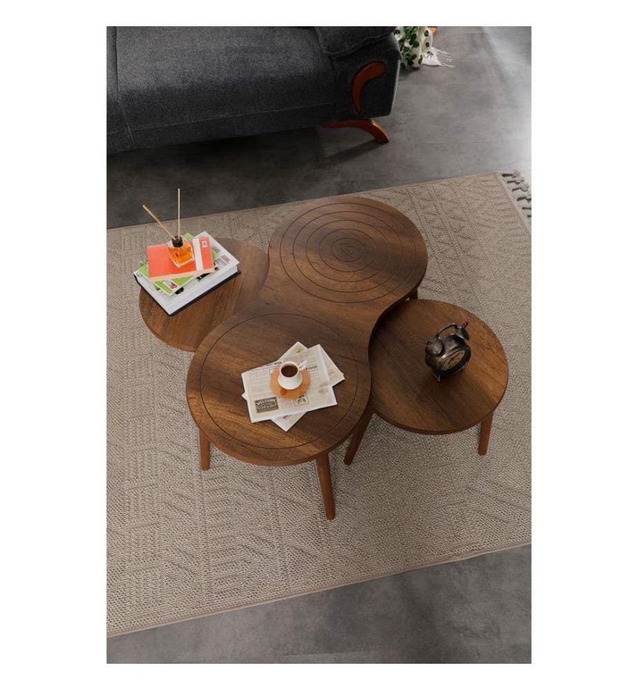 Ensemble de table basse, noyer, 100 % MDF