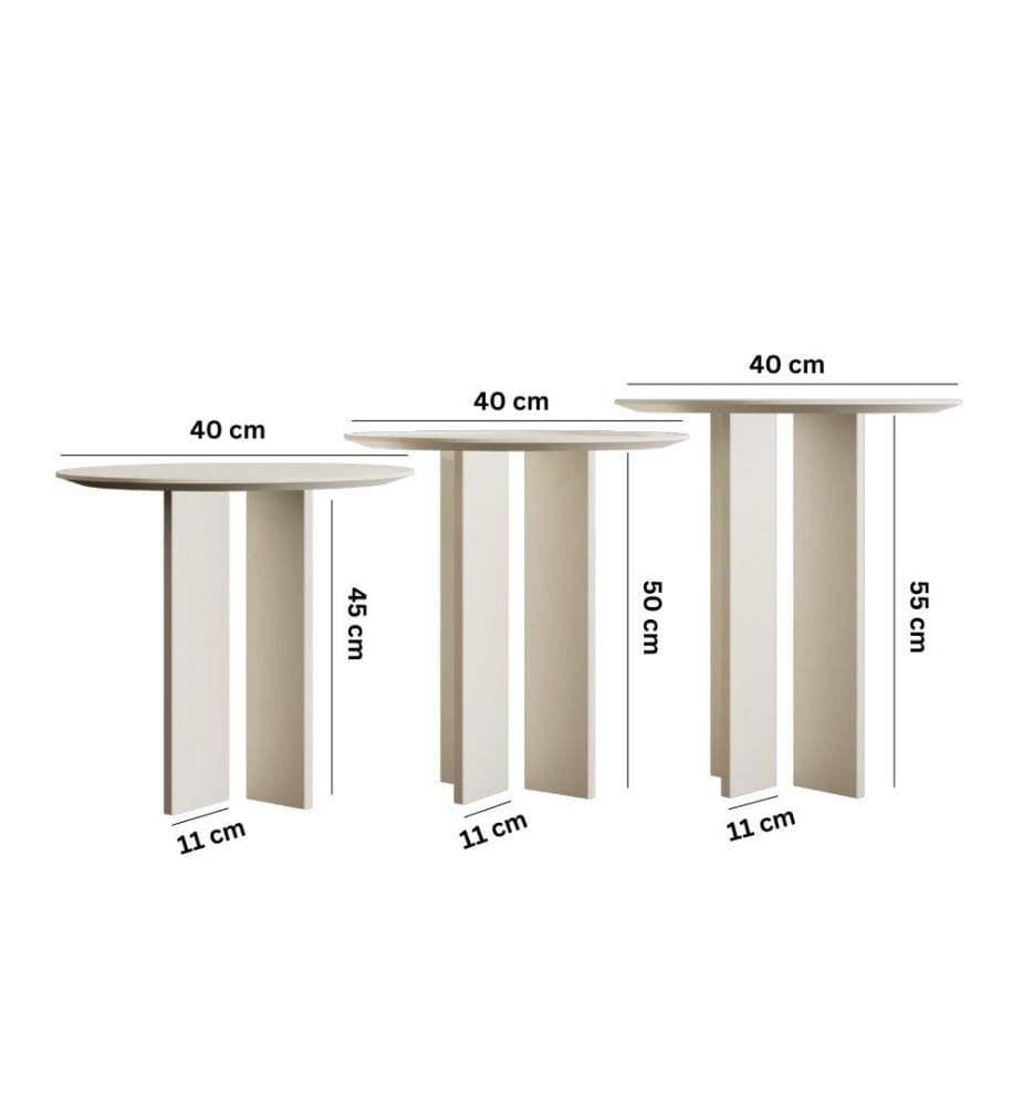 Couchtisch-Set, Creme, 100 % MDF