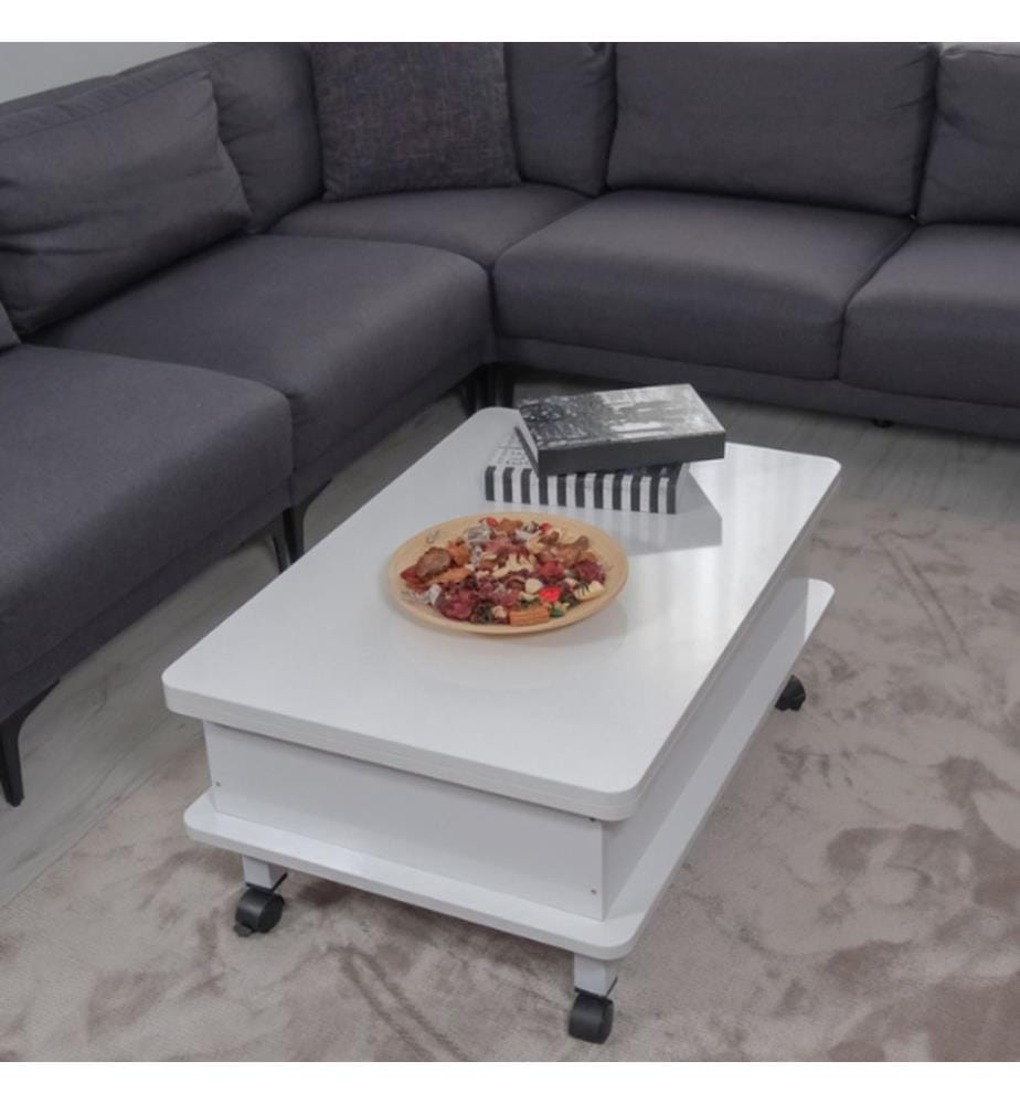 Table basse, blanche, 100 % AGRAGÉ MÉLAMINÉ