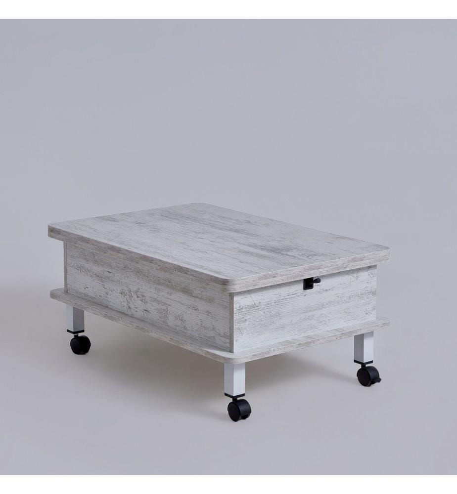 Table basse, blanc antique, 100 % aggloméré mélaminé