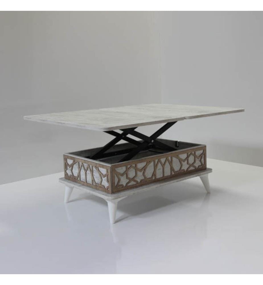 Table basse, blanc antique, 100 % aggloméré mélaminé