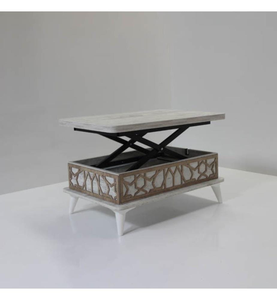 Table basse, blanc antique, 100 % aggloméré mélaminé