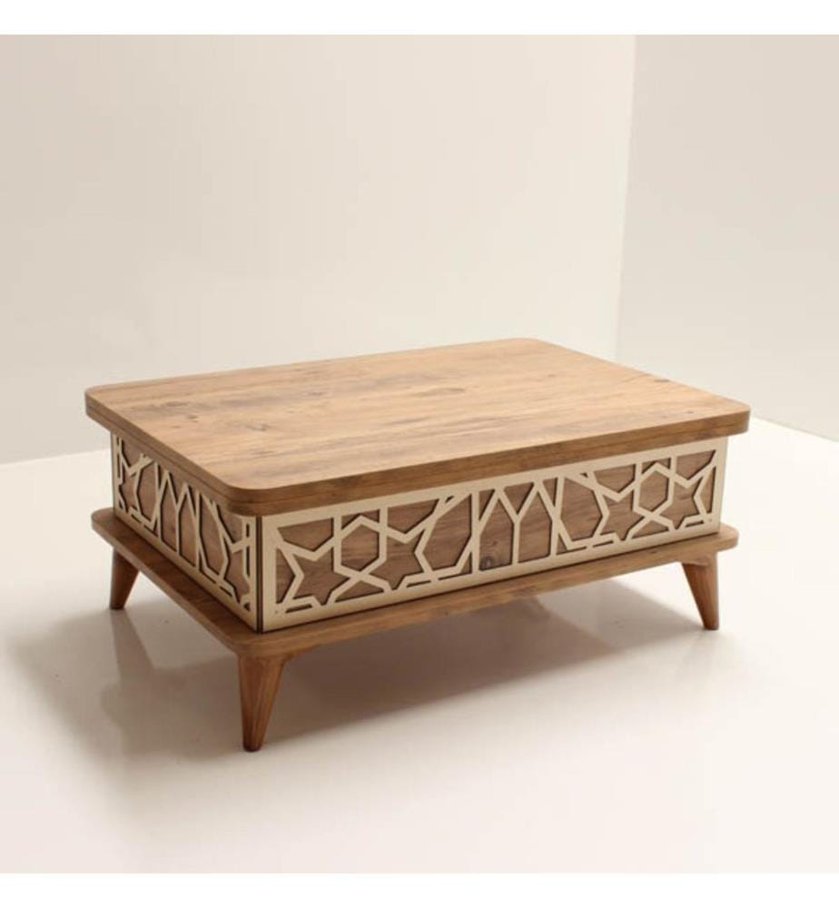 Table basse, pin, PANNEAU DE PARTICULES ENTIÈREMENT RECOUVERT DE MÉLAMINE