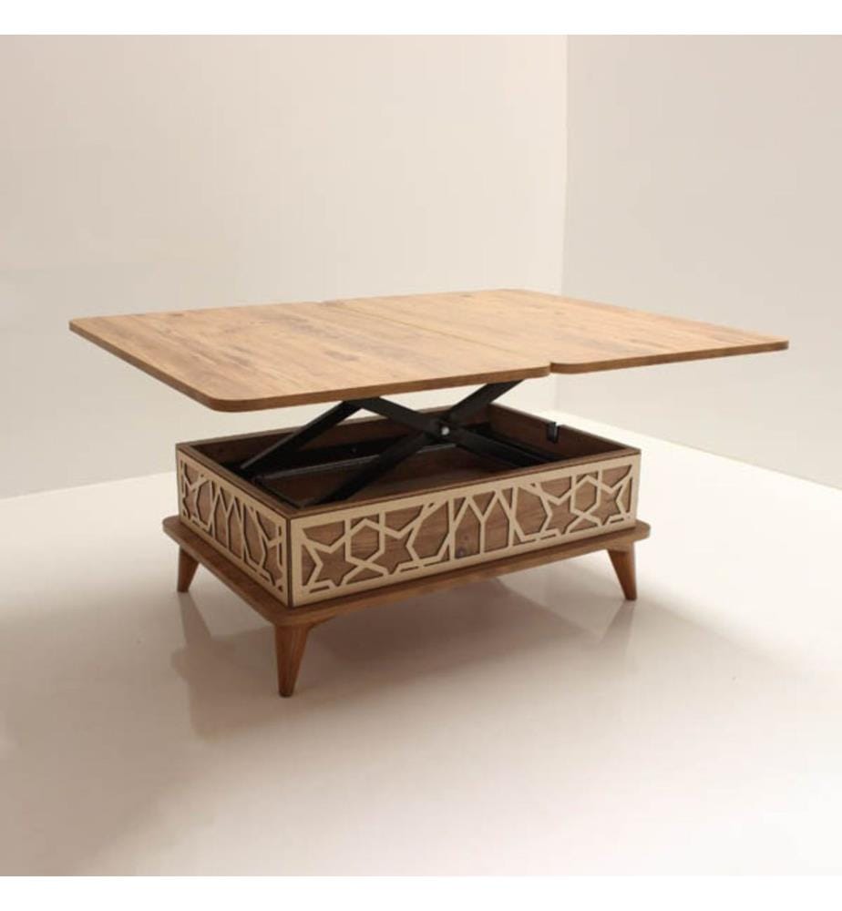 Table basse, pin, PANNEAU DE PARTICULES ENTIÈREMENT RECOUVERT DE MÉLAMINE