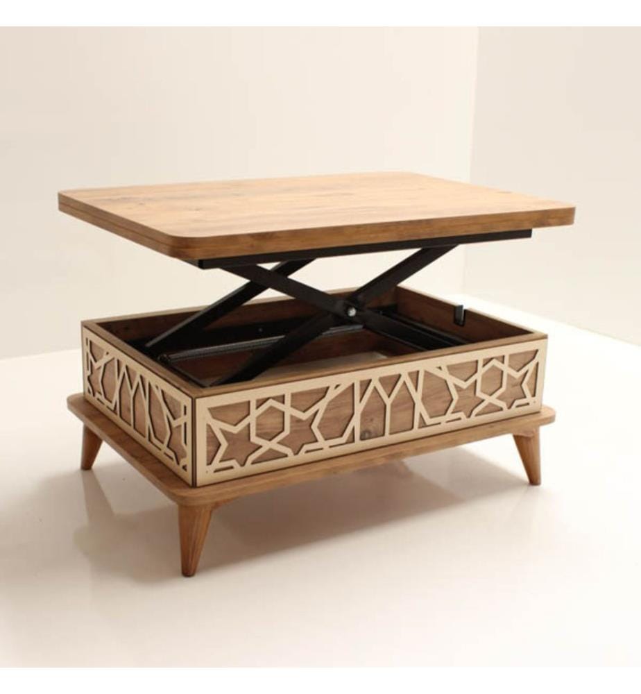 Table basse, pin, PANNEAU DE PARTICULES ENTIÈREMENT RECOUVERT DE MÉLAMINE