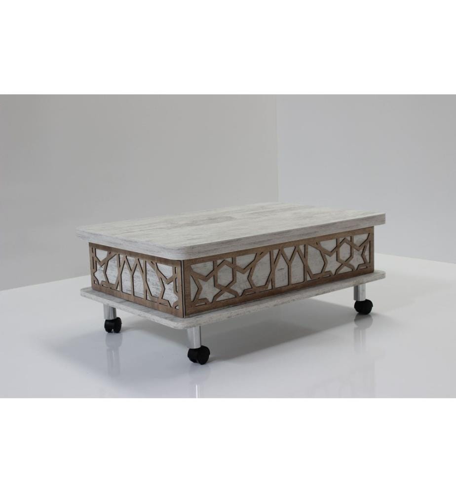 Table basse, blanc antique, 100 % aggloméré mélaminé