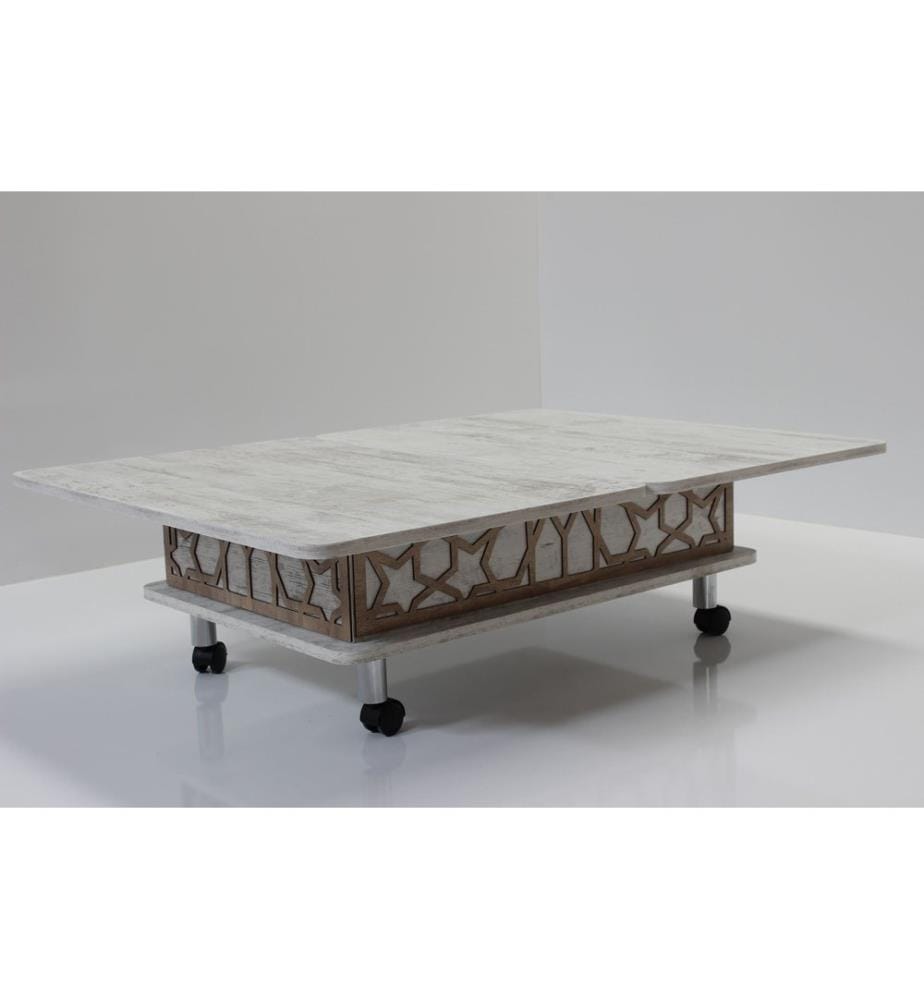 Table basse, blanc antique, 100 % aggloméré mélaminé