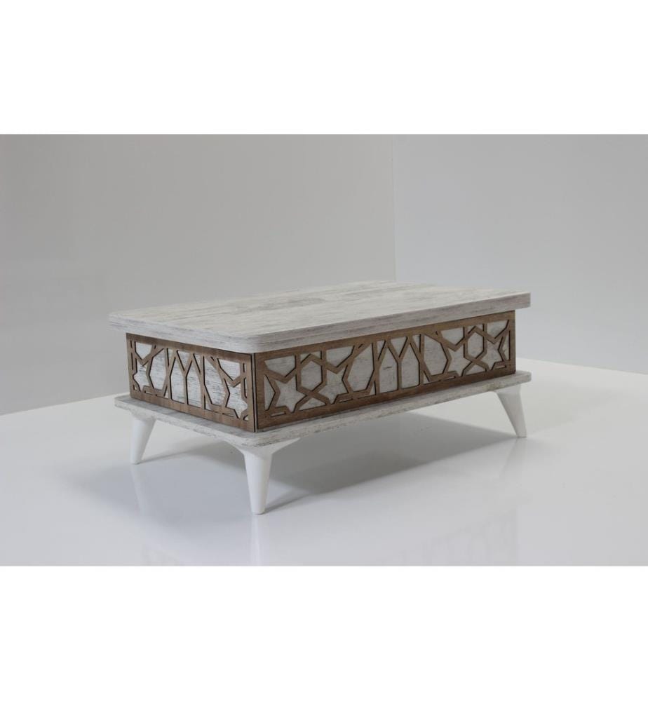 Table basse, blanc antique, 100 % aggloméré mélaminé