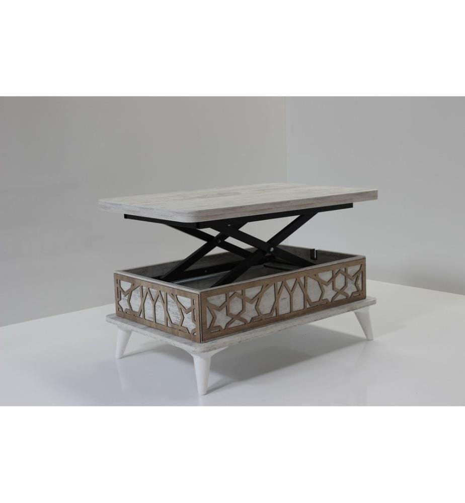 Table basse, blanc antique, 100 % aggloméré mélaminé