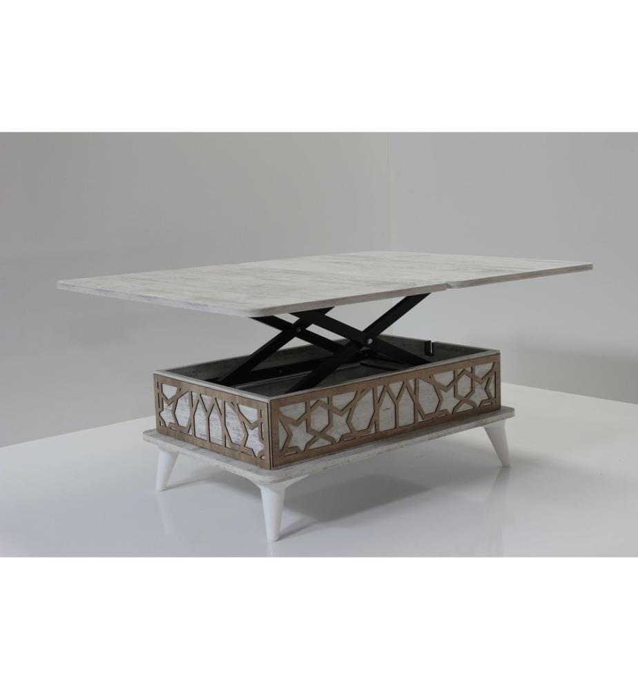Table basse, blanc antique, 100 % aggloméré mélaminé