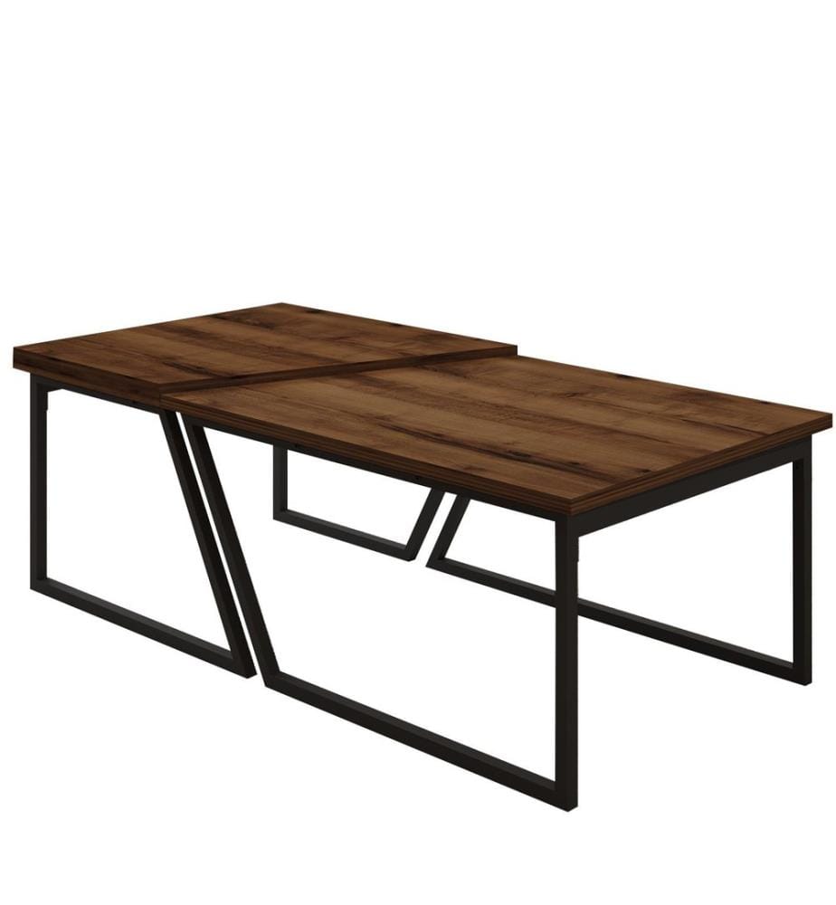 Ensemble de tables basses, noyer rustique, 100 % PANNEAUX DE PARTICULES RECOUVERTS DE MÉLAMINE