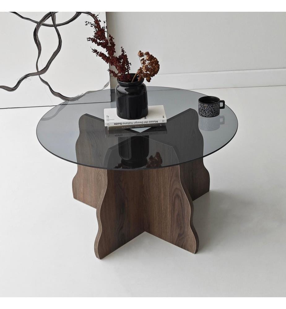 Couchtisch, Nussbaum, Rauchfarben, 100 % HARTGLAS