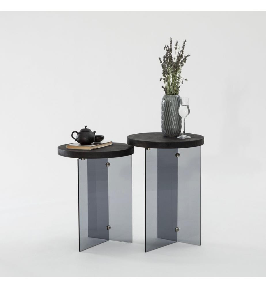 Couchtisch-Set, Anthrazit, Dunkelgrau, Gehärtetes Glas, Gestell: MDF