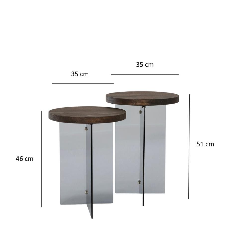 Couchtisch-Set, Nussbaum, Dunkelgrau, Gehärtetes Glas, Gestell: MDF