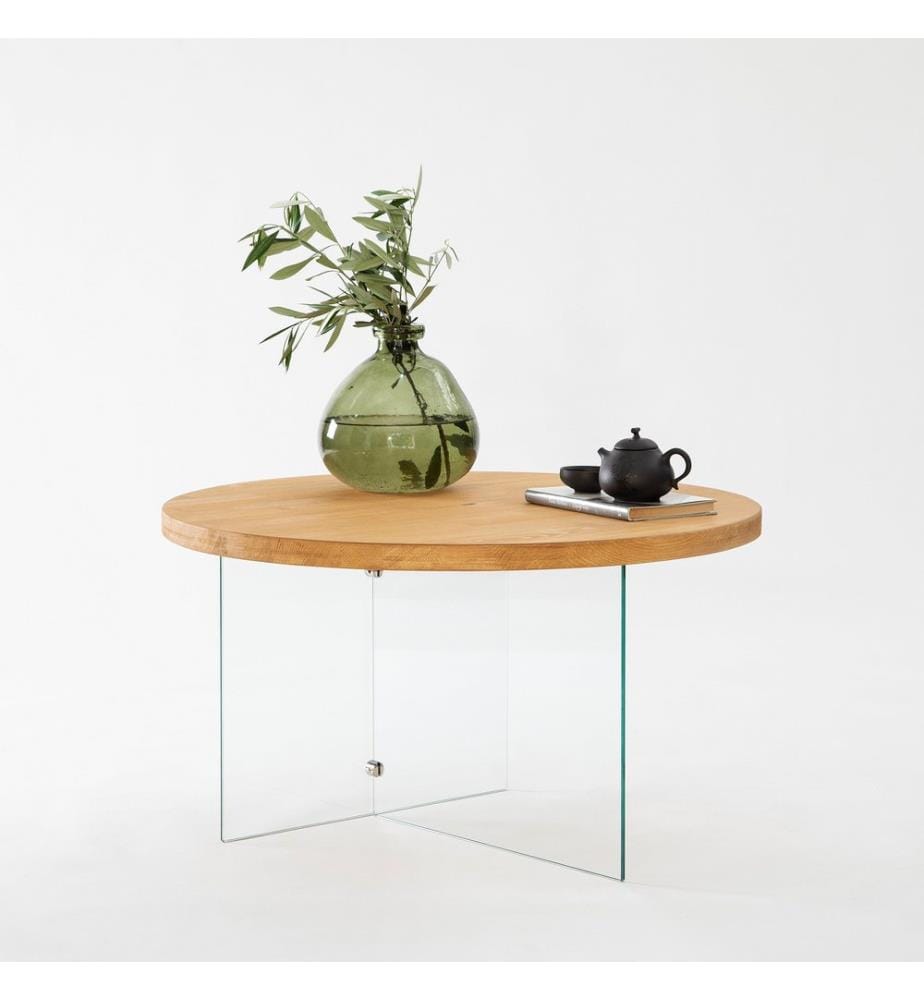 Couchtisch, Transparent, Eiche, Gehärtetes Glas, Gestell: MDF