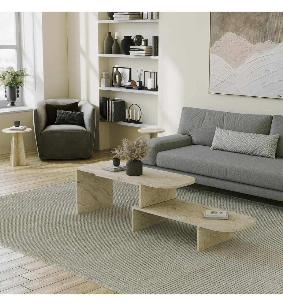 Couchtisch-Set, Travertin, 100 % MELAMINBESCHICHTETE SPANPLATTE