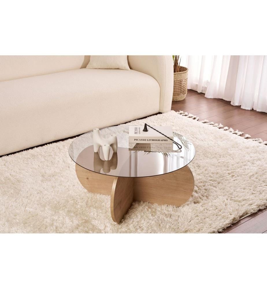 Couchtisch, Saphir-Eiche, Rauchfarben, 100 % HARTGLAS