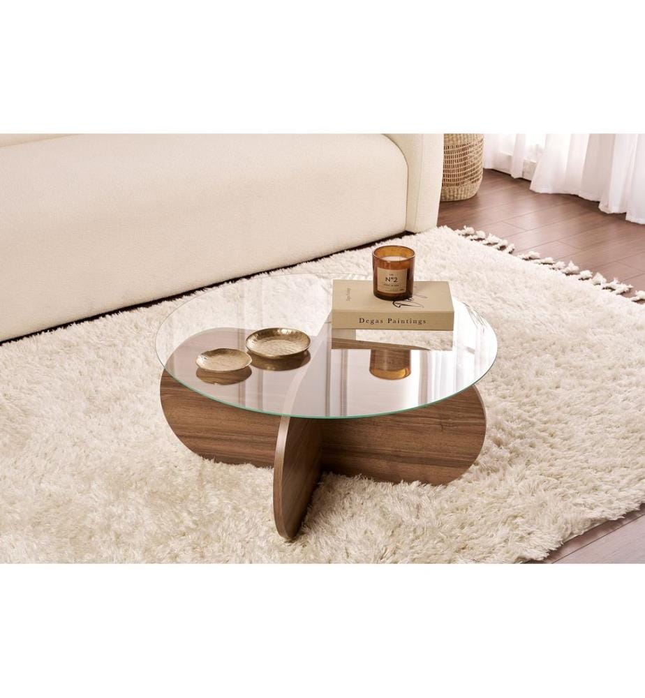 Couchtisch, Walnuss, Transparent, 100 % HARTGLAS