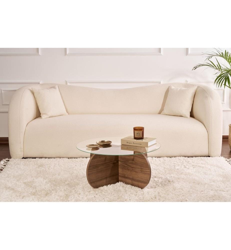 Couchtisch, Walnuss, Transparent, 100 % HARTGLAS