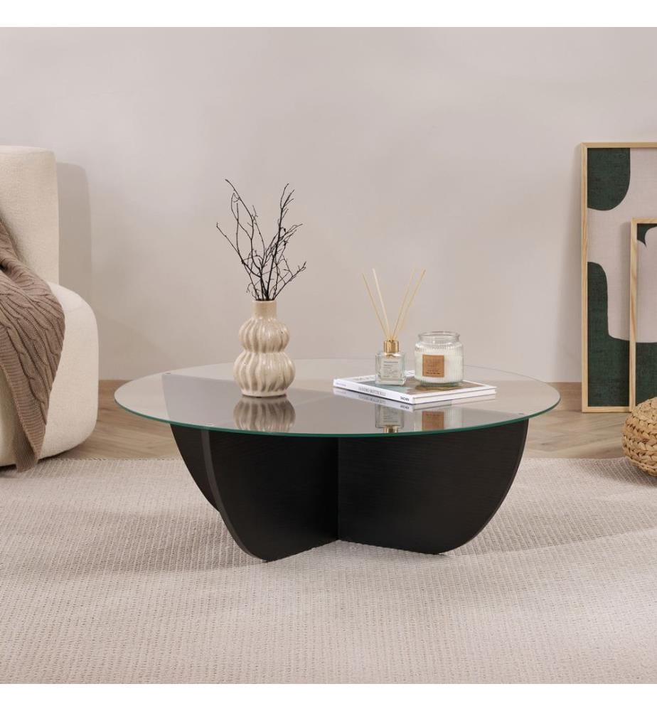 Couchtisch, Holz Schwarz, 100 % HARTGLAS