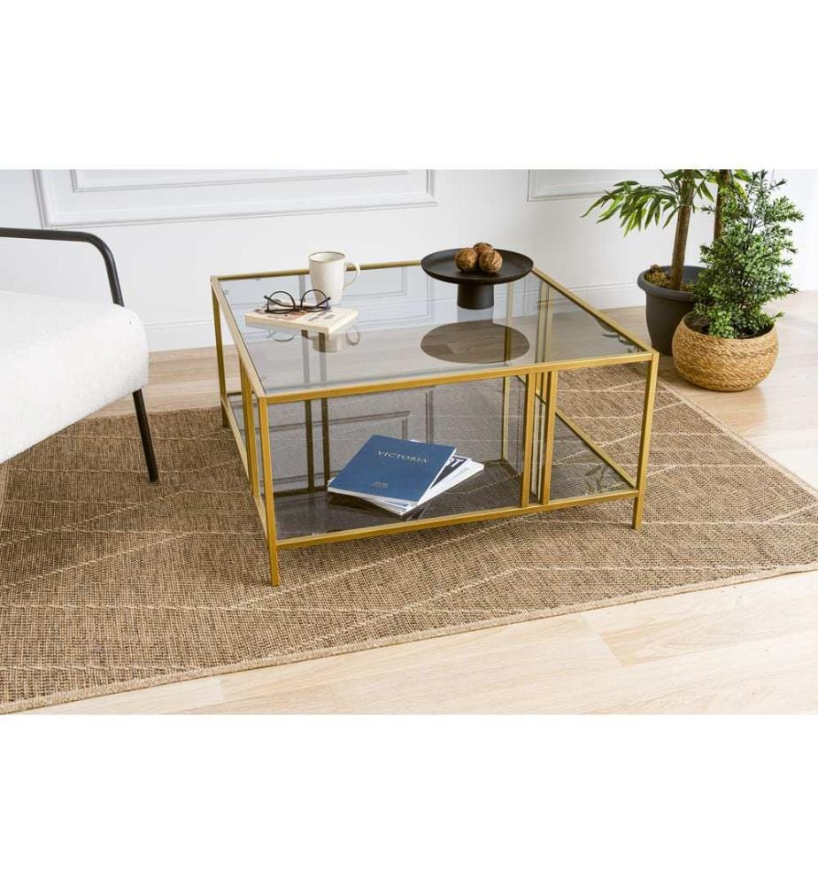Couchtisch, Gold, gehärtetes Glas, Gestell: %100 Metall