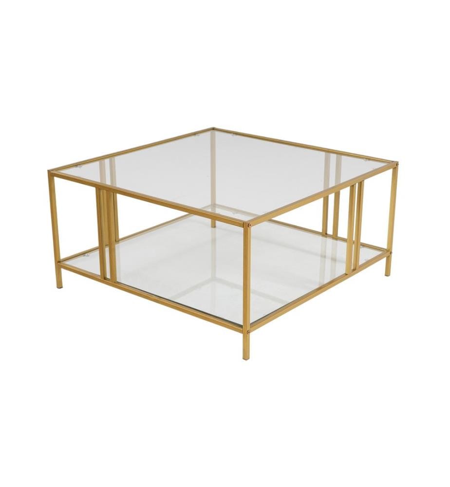 Couchtisch, Gold, gehärtetes Glas, Gestell: %100 Metall