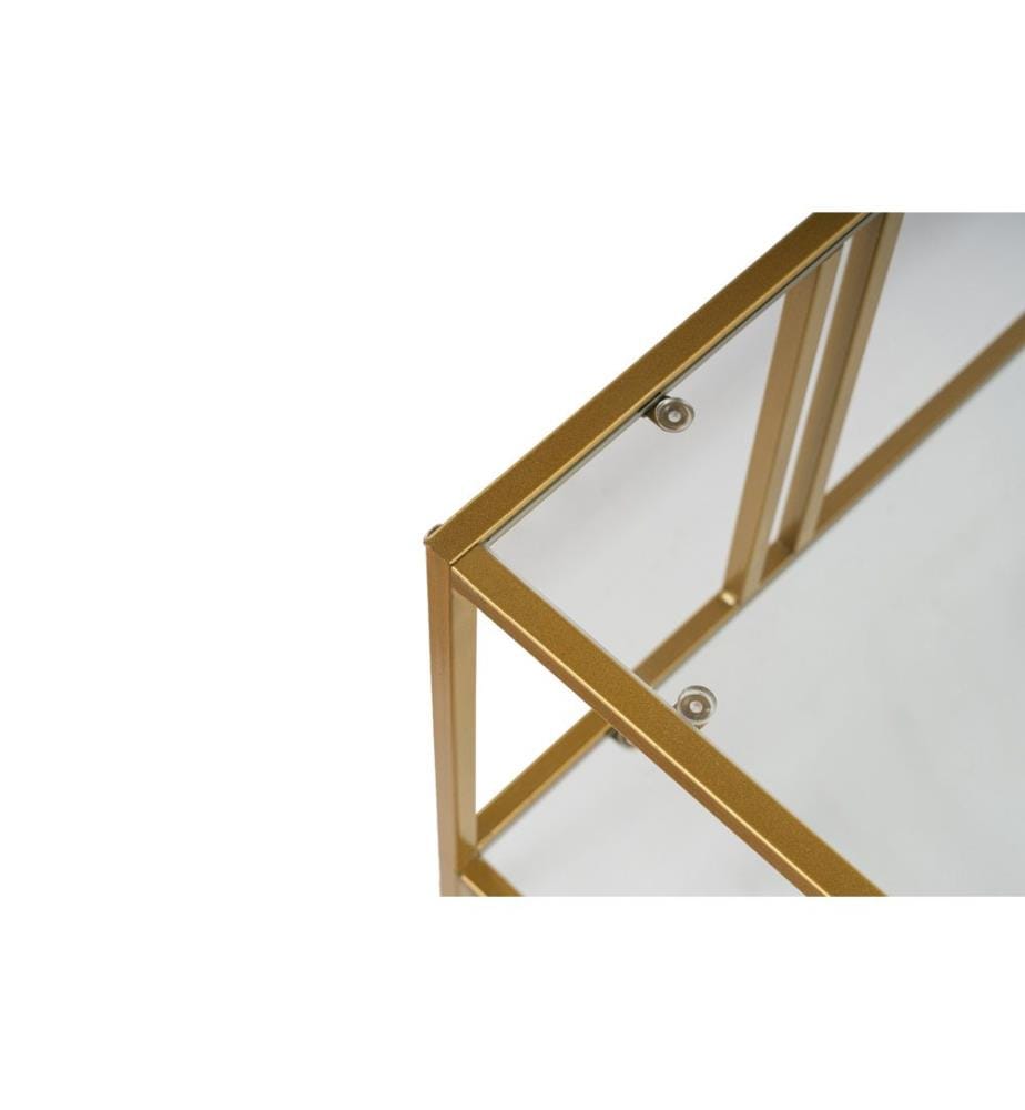 Couchtisch, Gold, gehärtetes Glas, Gestell: %100 Metall