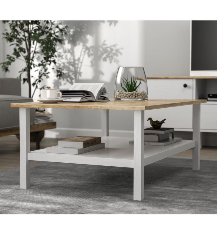 Table basse, bois, blanc, panneau de particules 100 % mélaminé