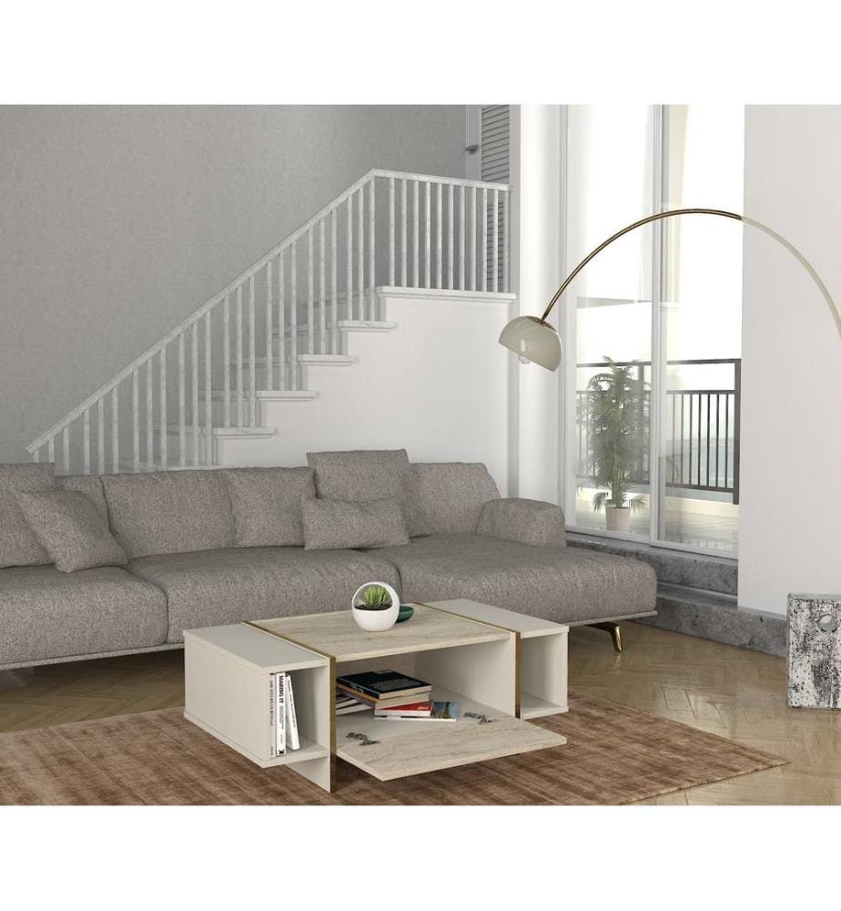 Couchtisch, Travertin, Sandstein, 100 % MELAMINBESCHICHTETE SPANPLATTE