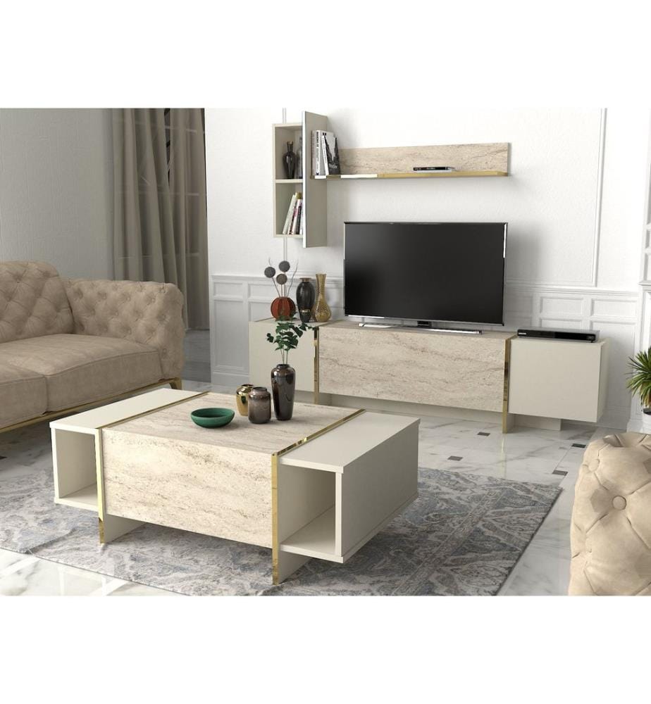Couchtisch, Travertin, Sandstein, 100 % MELAMINBESCHICHTETE SPANPLATTE