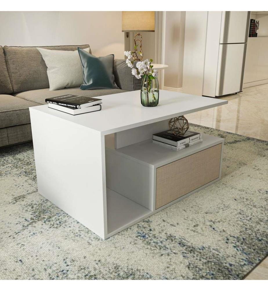 Couchtisch, Beige, Weiss, 100 % MELAMINBESCHICHTETE SPANPLATTE