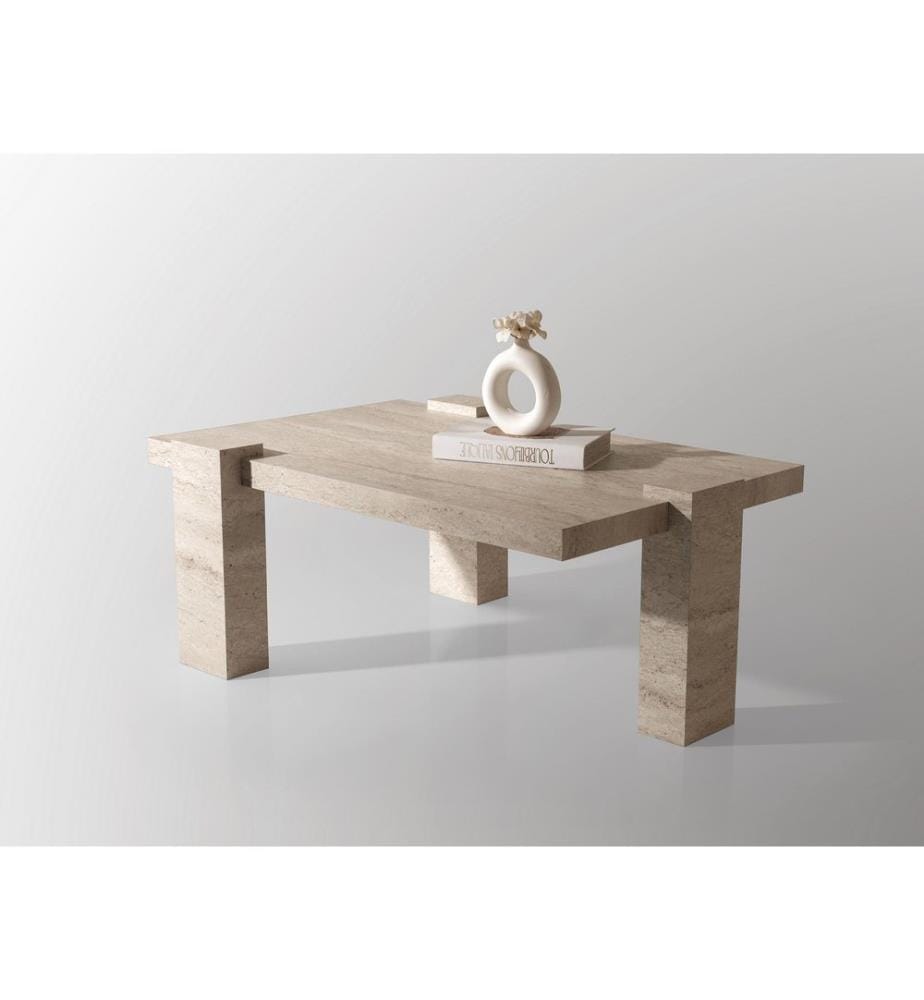 Table basse, travertin, 100 % PANNEAUX DE PARTICULES RECOUVERTS DE MÉLAMINE