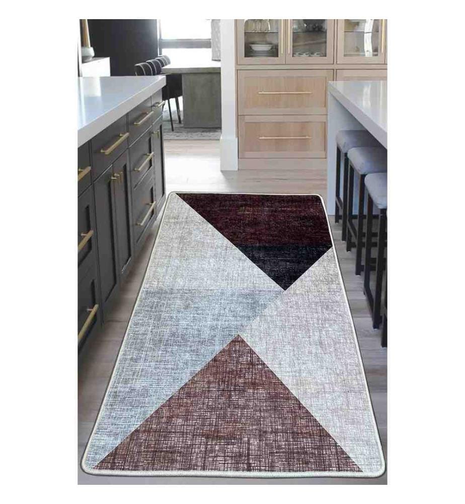 Tapis de salle, Beige, Rouge bordeaux, Gris, Noir, 100% Polyester, 150 x 200 cm