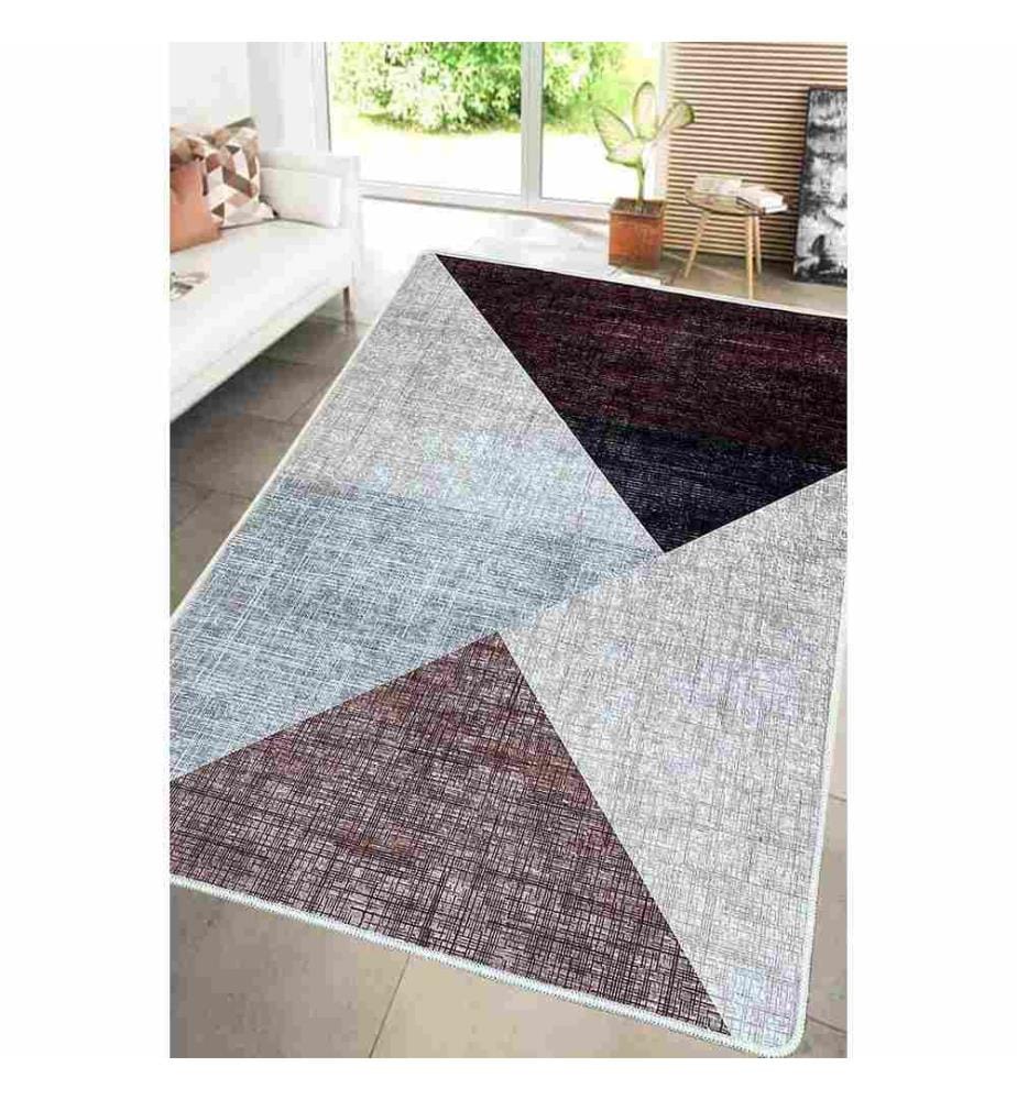 Tapis de salle, Beige, Rouge bordeaux, Gris, Noir, 100% Polyester, 150 x 200 cm