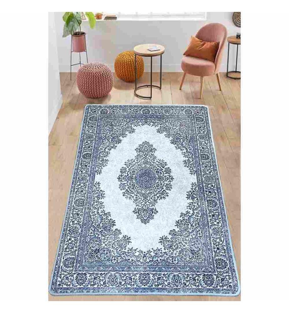 Tapis de salle, bleu, 100% polyester, 80 x 150 cm