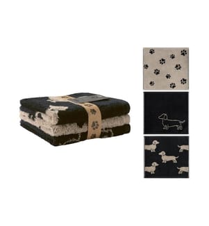 CAWÖ - Lavettes We Love Dogs Mix (paquet de 3), 30 x 30, Noir