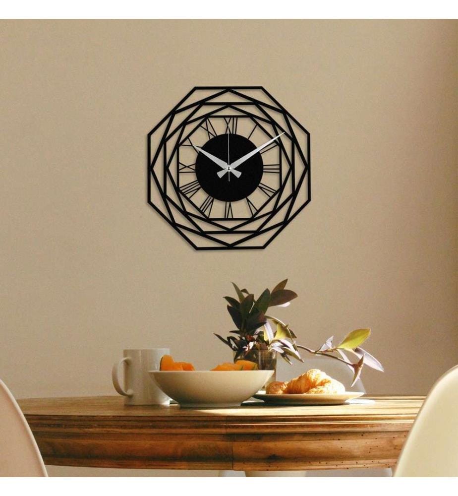 Decorative Metal Wall Clock, Black, Metal