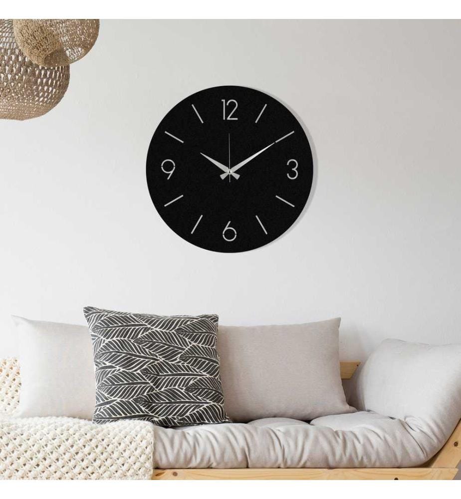 Decorative Metal Wall Clock, Black, Metal