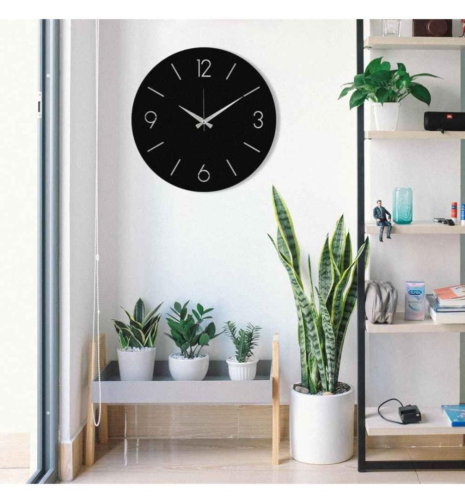 Decorative Metal Wall Clock, Black, Metal