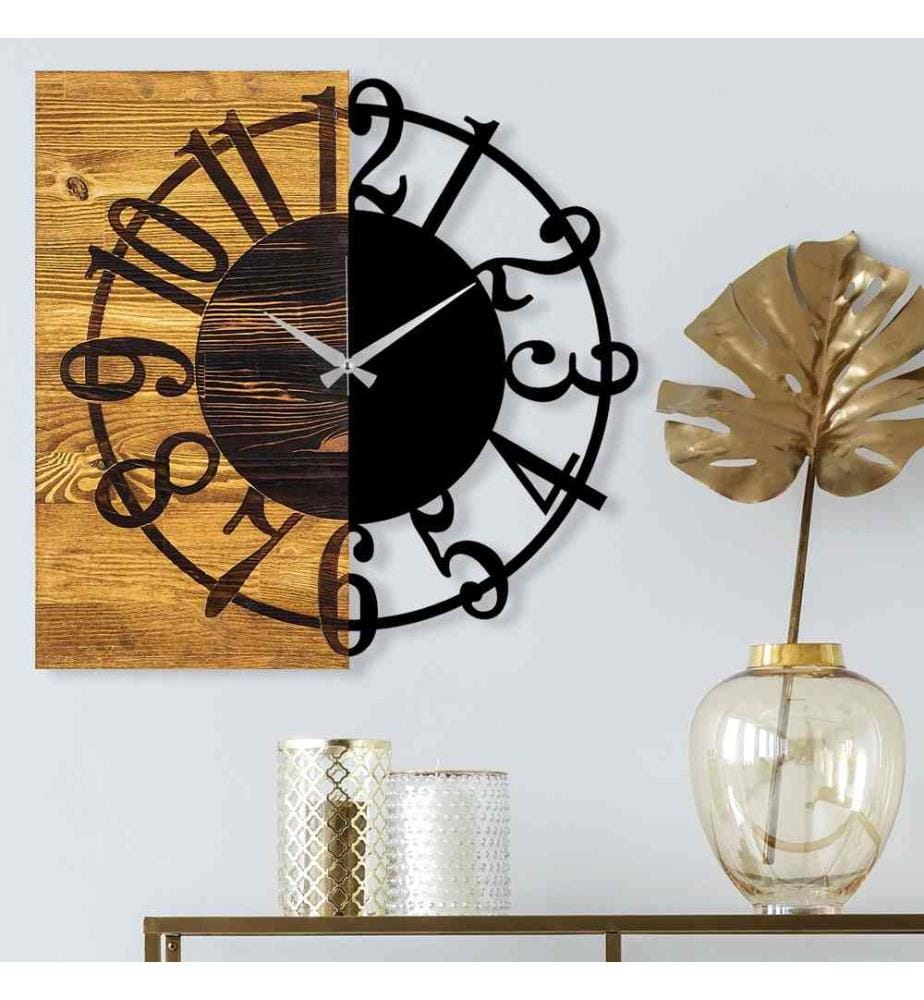 Decorative Wooden Wall Clock, Walnut Black, Wooden