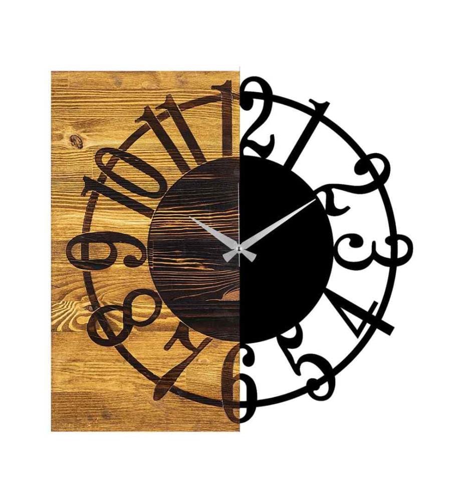 Decorative Wooden Wall Clock, Walnut Black, Wooden