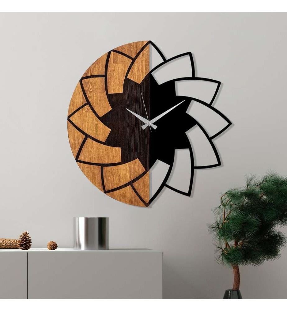 Decorative Wooden Wall Clock, Walnut Black, Wooden