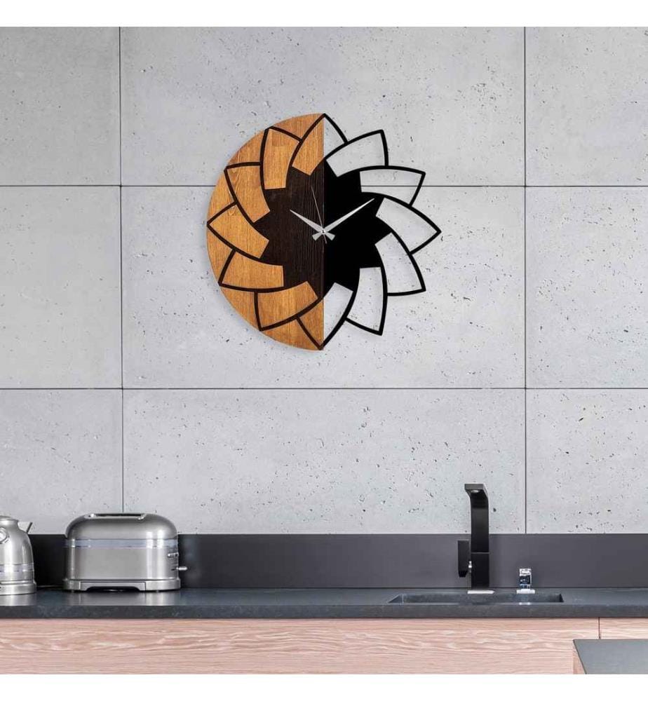 Decorative Wooden Wall Clock, Walnut Black, Wooden