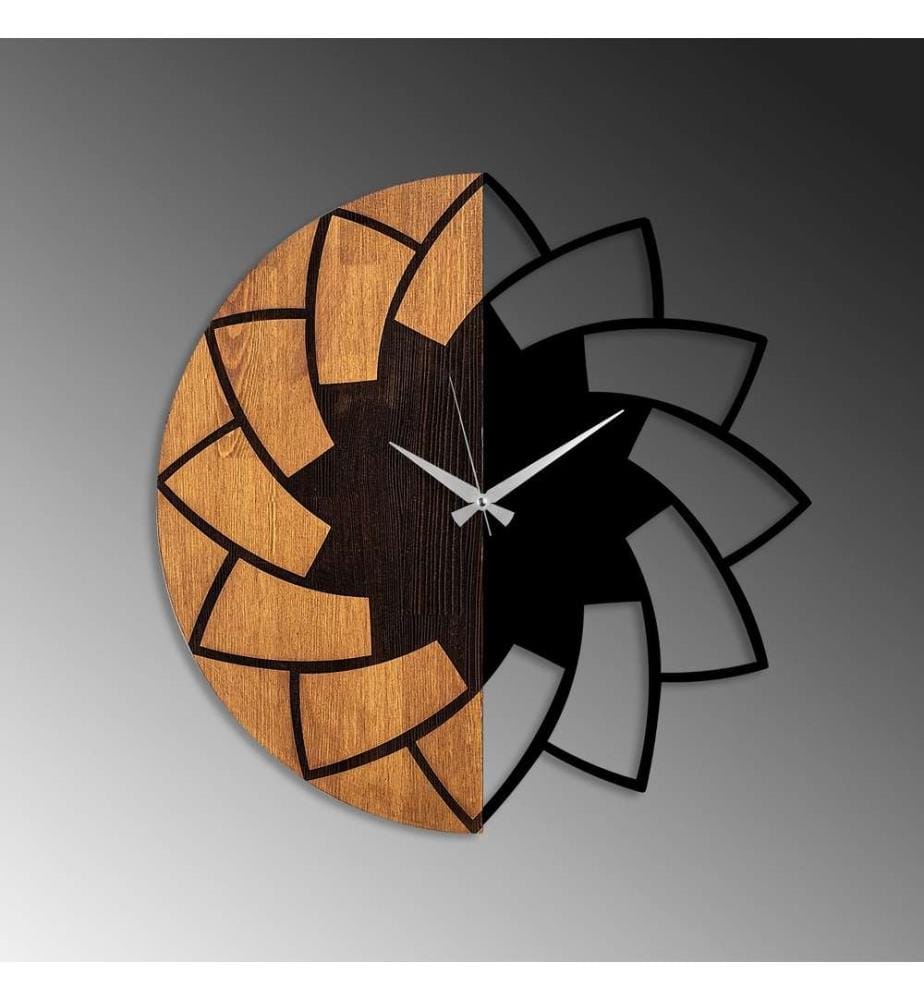 Decorative Wooden Wall Clock, Walnut Black, Wooden