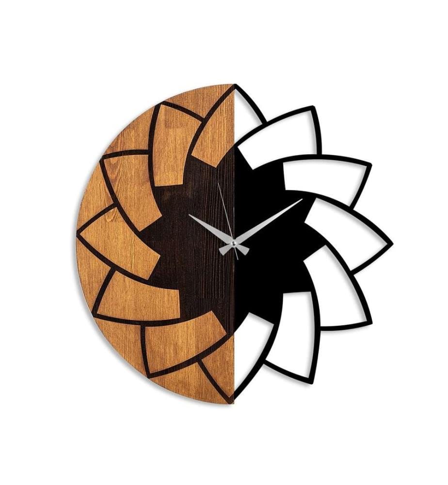 Decorative Wooden Wall Clock, Walnut Black, Wooden