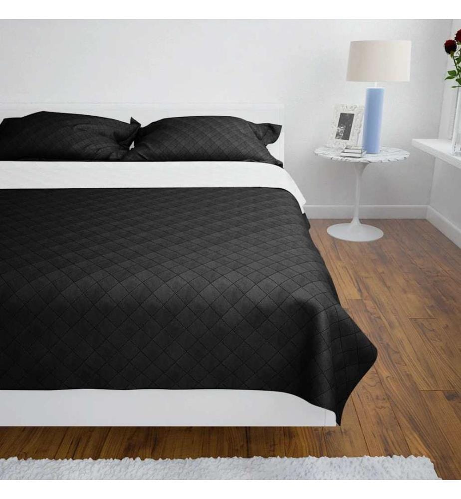 Couvre-lit à double face matelassé Noir/Blanc 220x240 cm
